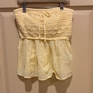 Yellow Crochet and Cotton Tube Top